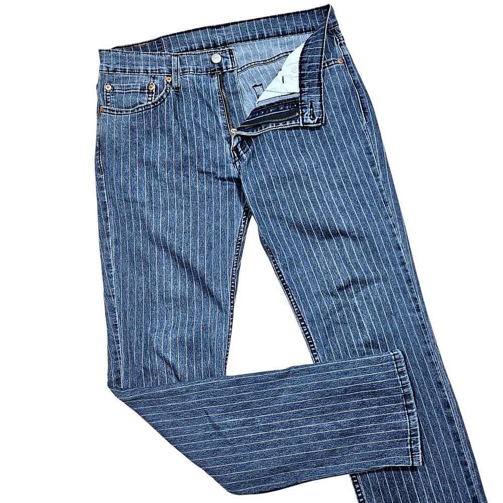 Levi 511 Slim Jeans Mens 32x31 Blue Pinstripe Striped Lightweight Denim Indie